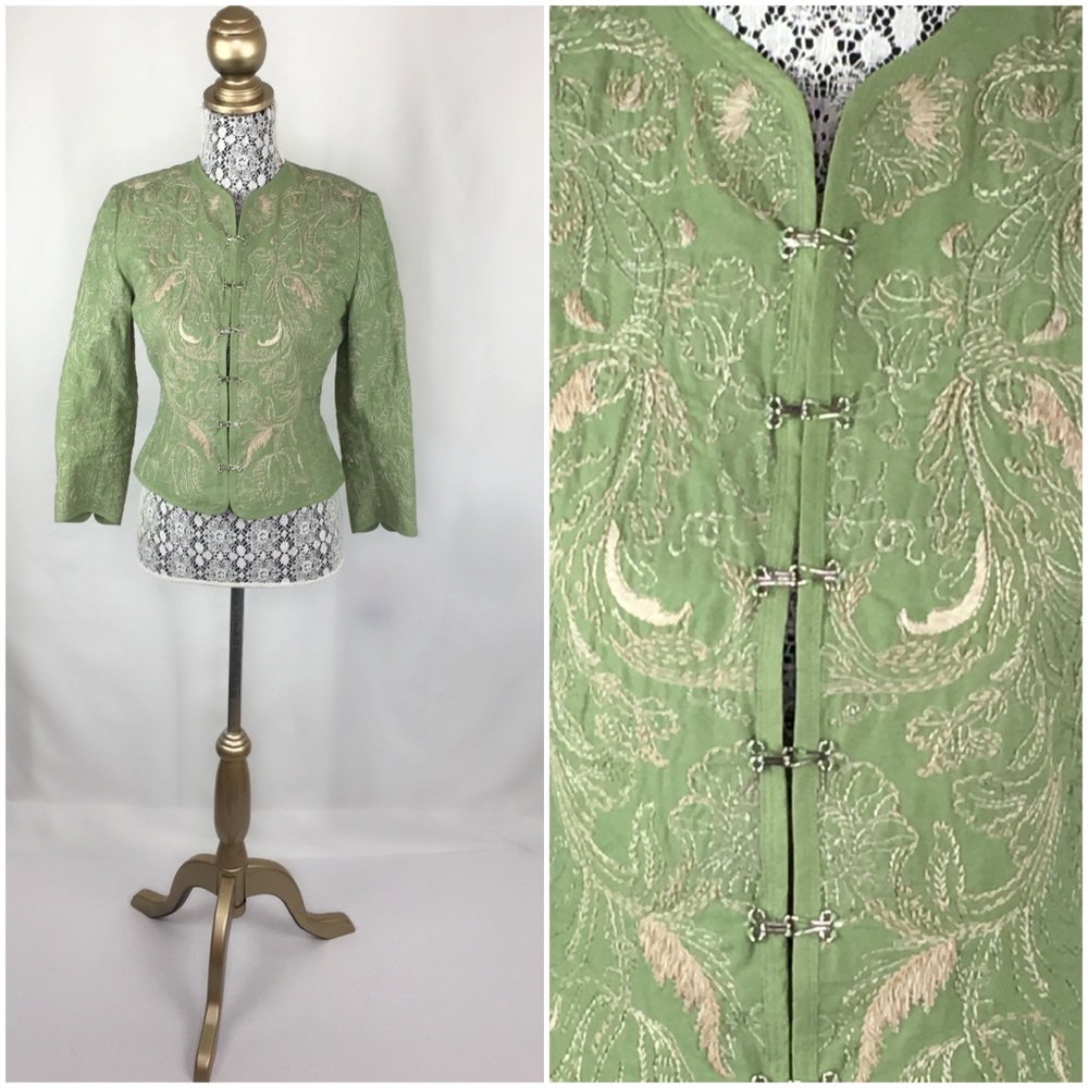 Gianni Bini Embroidered Green Jacket